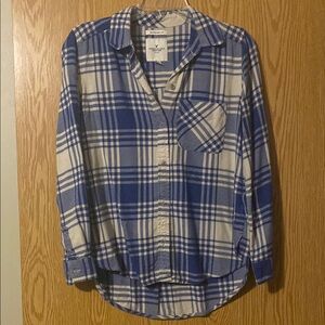American Eagle Blue Plaid Shirt ‘Boyfriend Fit’